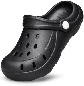 DDFOX Kid's Garden Clogs Cute Slides Sandals Beach Slipper Indoor Outdoor-Friendly Comfy Lightweight Black