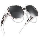 TINHAO Polarized Wear Over Prescription Glasses Fit Over Sunglasses with Oversized Square Frame (Transparent leopard frame/black lens)