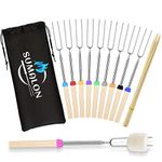 Marshmallow Roasting Sticks, 10 Pack Extendable Roasting Sticks with Wooden Handle, 32 Inch Stainless Steel Skewers for Campfire and Fire Pit Roasting S'Mores, Hot Dog