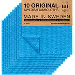 SUPERSCANDI Swedish Dishcloths Eco Friendly Reusable Sustainable Biodegradable Cellulose Sponge Cleaning Cloths for Kitchen Dish Rags Washing Wipes Paper Towel Replacement Washcloths (10 Pack Blue)