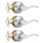 Probrico Passage Door Lock Lever Handle for Hallway and Closet Keyless Satin Nickel Interior Door Locksets 3 Pack