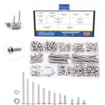 Glarks 285Pcs Machine Screw Assortment Kit #10-24 Stainless Steel Phillips Pan Head Assorted Nuts Bolts and Flat Washers Set, 304 Stainless Steel Machine Screws Assortment Set with Storage Case