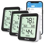 Govee Indoor Hygrometer Thermometer 3 Pack, Bluetooth Humidity Temperature Gauge with Large LCD Display, Notification Alert with Max Min Records, 2 Years Data Storage Export for Room Greenhouse, Black