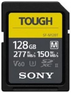 Sony TOUGH-M series SDXC UHS-II Card 128GB, V60, CL10, U3, Max R277MB/S, W150MB/S (SF-M128T/T1)