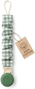 Muslin Cotton - Metal-Free Pacifier Clips, Lightweight and Secure Pacifier Holder for Babies (Olive Graine) - Mila & Lulu