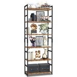 NUMENN 6 Tier Bookshelf, Tall Bookcase Shelf Storage Organizer, Modern Book Shelf for Bedroom, Living Room and Home Office, Vintage