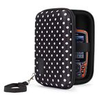 USA GEAR Travel Electronics Organizer - 6.5 Inch Zipper Case with Hard Shell Case Exterior and Accessory Pocket - Charger Organizer, Accessory Organizer, Cable Travel Organizer, and More - Polka Dot