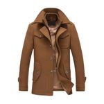 YOUTHUP Mens Coats Casual Winter Wool Jackets Regular Fit Trench Coat Tweed Outerwear Peacoats, Brown, XXL