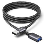 KiWiBiRD USB Extension Cable 2M, USB Type A Male to Female Adapter Data Power Charging Extender Lead Nylon Braided Cord Compatible with Laptop Mac Car PS5 PS4 for Flash Drive Keyboard Mouse Printer