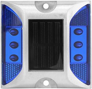 Ground Lights,led Solar Power Ground Marker Road Reflector Waterproof Outdoor Driveway Road Highway Spike Automatic Lamp Warning Step Long Viewing Distance for Dock Sidewalk Garden (Blue)