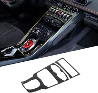 RURZTDAKM Real Carbon Fiber Car Center Console Shift Decoration Frame Panel Cover for Lamborghini Huracán 580/610 2014-2021 Car Interior Accessories 2 PCS (Black Carbon-Multimedia Button Panel)