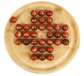 TOWO Wooden Solitaire Game –Peg Solitaire Puzzle Toy - Classic Board Game Marble Chess Mind Game 21 CM 8.3” Round Board with Wooden Balls One Player Gameplay Brainteaser Puzzle