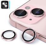 CloudValley for iPhone 15 Plus/iPhone 15 Camera Lens Protector, Ultra-HD Tempered Glass Camera Cover [Case-Friendly] Metal Individual Lens Screen Protective Ring, Pink