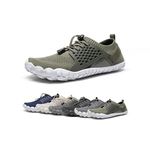 NORTIV 8 Men's Water Shoes Lightweight Quick Dry Barefoot Aqua Shoes Army/Green Size 10.5 US TREKMAN-2