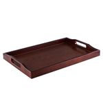 MDLUU Plastic Serving Tray, Ottoman Tray with Cutout Handles, Rectangle Butler Tray for Breakfast in Bed, Coffee Table Decor, Party (Cherry)