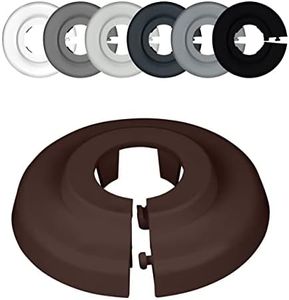 Pack of 6 Single Rosettes for Heating Pipes, Cover for Heating Pipes, Heating 15 mm, 18 mm, 22 mm Polypropylene in Black, Brown and Grey Tones (18 mm, Walnut Brown RAL 8011)