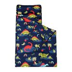 PHF Dinosaur Toddler Nap Mat Set, with Removable Pillow for Toddler Boys, Soft and Lightweight for Daycare, Preschool, Travel, Kindergarten Sleeping Bag, Fits Ages 3-6 Years, Navy Dinosaur