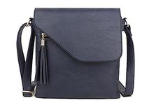 The Accessory Co. Womens Cross Body Bag Messenger Multi Compartment Large Over Shoulder Satchel Handbag Long Strap (10: Navy Blue)