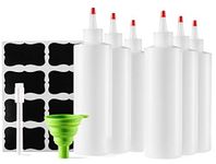 6-pack Premium Condiment Squeeze Bottles for Sauces, Paint,Oil, Condiments,Salad Dressings, Arts and Crafts - BPA Free- Food Grade-Includes Funnel, Erasable Marker and Reusable Labels (16 oz)
