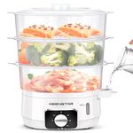 13.7QT Electric Food Steamer for Cooking, Vegetable Steamer with 3 Tiers BPA-Free Baskets, 800W Fast Simultaneous Cooking, 60-Minute Timer, Ideal for Veggies Seafood Rice