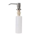 Built-in Sink Soap Dispenser, Stainless Steel Pump Head Dispenser 300cc Liquid Detergent Dispenser for Kitchen Bathroom Dishwasher, Silver