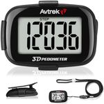 AVTREK Step Counter with Clip and Lanyard, 3D Pedometer Step Counter With Time Display and LED Backlight, Simple Step Counter for Walking Running, Men Women Elder(Black)