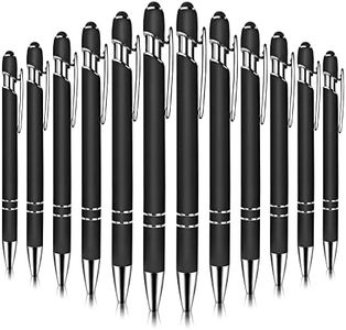 Stylo à Bille Stylet 2 en 1 Rétractable Stylets Tactile Capacitifs pour Appareil à Écran Tactile Stylet en Métal pour École, Bureau, Voyages 1.0 mm Encre Noire 12 Pièces Couleur Noire