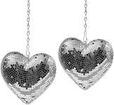 Disco Ball 2 Pack Heart Shaped Disco Balls for Party Mirror Disco Ball Decor for Table, Desk, Room, Home, Bar, KTV, Hanging Disco Decor Retro-Reflective Silver Disco Ball Lights (6 inch)