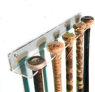 Baseball Bat Display Hanger for 5 Bats or Balls - Vertical Bat and Baseball Holder Wall Mount - Better Than Display Case | Sturdy Acrylic Hanging Rack Organizer | Easy to Instal (Hardware Included)