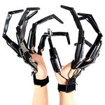 1 Pair Halloween Articulated Fingers,3D Printed Flexible Finger Extensions Adjustment Fits All Finger Sizes,Halloween Party Cosplay Costume (Black)