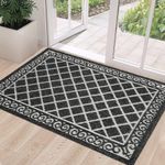 HEBE Indoor Door Mat Front Door Rug 32"x48" Low Profile Inside Doormat for Entryway Absorbent Welcome Doormats Non Slip Entrance Rug Floor Mat for Entry Kitchen Back Door, Black