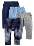 Simple Joys by Carter's Baby 4-Pack Neutral Pant, Blue/Grey Heather/Navy/Stripes, 0-3 Months (Pack of 4)