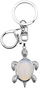 SING F LTD Opal Sea Turtle Keyring Energy Stone Gemstone Lobster Clasp Pendant Charm Keychain for Purse Backpack Handbag Mobile Phone Jewelry Accessory