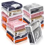 Kingdder 16 Pcs Clear Vinyl Zippered Sweater Storage Bags with Zipper Plastic Sheet Organizer and Storage for Clothing Blankets Sheet Linen Bed Pillow Cube Organizer(12 x 12 x 4 Inch)