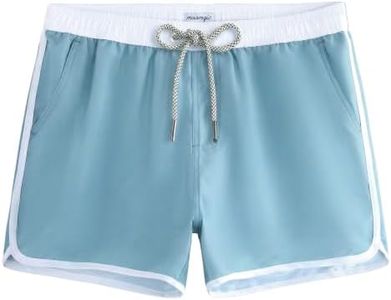 maamgic Mens Short 80s 90s Vintage Swim Trunks with Mesh Lining Quick Dry Bathing Suit Board Shorts Light Blue Medium