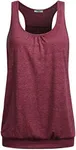 Miusey Yoga Clothing Womens Sleeveless Round Neck Loose Fit Racerback Workout Tanks Gym Tops Baseball Mom Shirts Summer Clothes (X-Large, Wine Red-2)