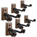 Donner Guitar Wall Mount Hanger 6-Pack, Black Walnut Guitar Wall Hanger for Acoustic Electric Guitars, Bass, Folk Ukulele, Violin, Mandolin Banjo and String Instruments