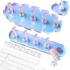 MelodySusie 3-Set Nail Stand, Nail Art Practice Tips Holder for Press On