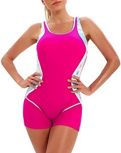 SEAUR Womens Swimsuits One Piece Swimwear Women Modest Athletic Swim Suit Color Block Bathing Suit Training Tummy Control Competitive Swimsuit XL Rose Red