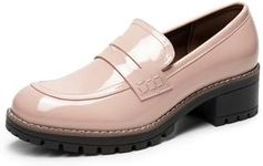 DREAM PAIRS Womens Comfortable Platform Chunky Heel Business Casual Loafers,Size 10,Pink-Pat,SDLS2319W