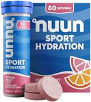 Nuun Sport Electrolyte Tablets - Dissolvable in Water, Citrus Fruit, 5 Essential Electrolytes for Hydration, 1g Sugar Drink Mix, Vegan, Non-GMO, 8 Pack (80 Total Servings)