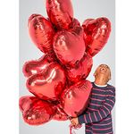 TOYXE Valentine's Day Heart Shape Foil Balloons Decoration Red Pack of 20 Pcs