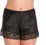 Ladies Satin French Knickers Briefs Lace Trim Retro Plus Sizes (10/12, Black)