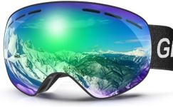 GlaRid OTG Ski Goggles PRO, Frameless 100% UV Protection Anti Fog Ski Goggles Men, Snowboard Goggles Men/Women/Adult/Youth (Blackframe Revo Greenlens Vlt8-18%)