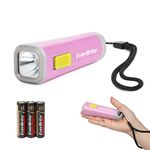 EverBrite Mini LED Kids Flashlight - Lightweight (46g) Torch with Soft Yellow Light for Reading, Camping, and Emergencies - Gift for Children, Pink