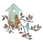 Metal Birdhouse Decor for Wall, Outdoor Wall Decor Bird Decorations for The Home Metal Leaf Wall Decor for Indoor Outdoor Yard (Blue)