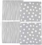 Changing Pad Cover Set | Cradle Sheet 2 Pack 100% Jersey Cotton Grey Abstract Stripes and Dots by Ely's & Co