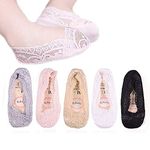 5 Pairs Girls Lace No Show Low Cut Socks Toddler Summer Non Skid Invisible Cotton Liner Sock, 5pack-lace, 2-4 Years