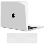 TECOOL Case Compatible with MacBook Pro 15 inch 2019 2018 2017 2016, A1990 A1707 with Touch Bar, Ultra Thin Hard Shell & UK EU Keyboard Cover, Clear Transparent (Glossy)