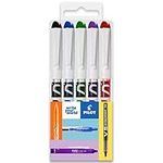 Pilot V PEN - Erasable Disposable Fountain Pen - 0.6mm Nib Tip - Medium Line - Wallet Pack of 5 - Black, Blue, Red, Green & Violet